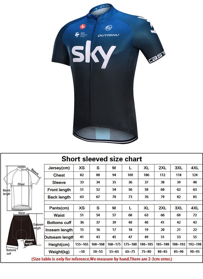 Generic - Men Cycling Jersey Set,Mens SKY Printing Bicycle Short Sleeve Shorts Jersey Set,Summer Wear Quick-Dry Mens Cycling Jersey - Image 1
