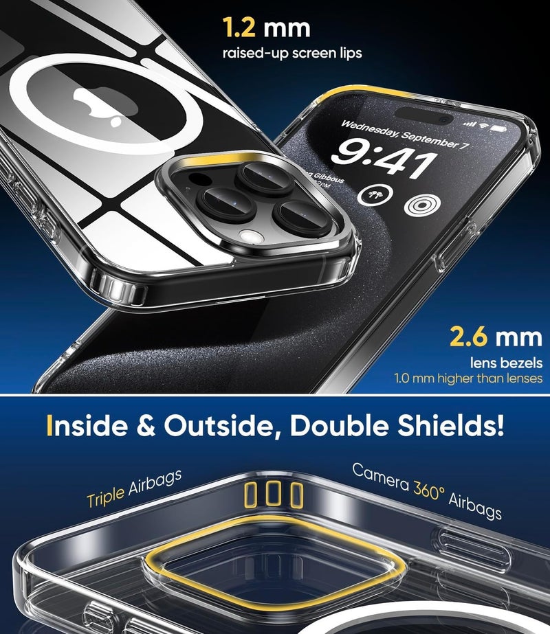 SUCGLES [2022 New] for iPhone 14 Pro Max Case with Magsafe, [Strong Magnets] [Non Yellowing] [Military Drop Protection] Magnetic Clear Slim Thin Phone Cover for Apple iPhone 14pro Max (Mag Safe Clear) - Image 5