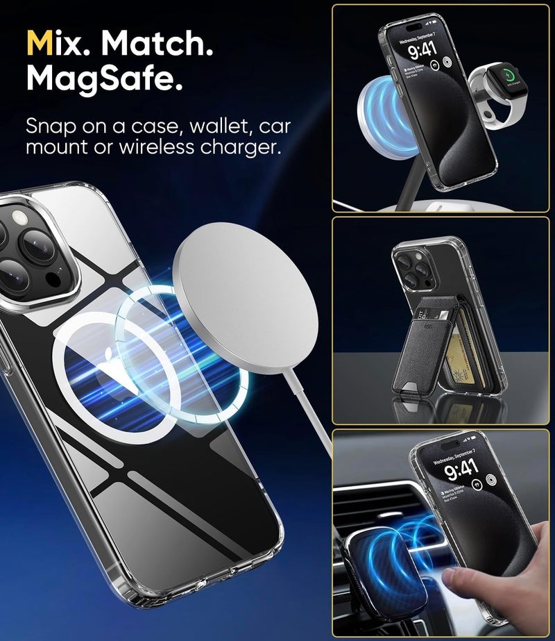 SUCGLES [2022 New] for iPhone 14 Pro Max Case with Magsafe, [Strong Magnets] [Non Yellowing] [Military Drop Protection] Magnetic Clear Slim Thin Phone Cover for Apple iPhone 14pro Max (Mag Safe Clear) - Image 3