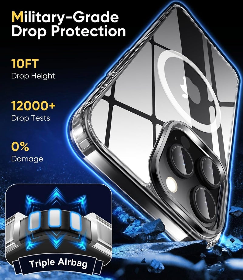 SUCGLES [2022 New] for iPhone 14 Pro Max Case with Magsafe, [Strong Magnets] [Non Yellowing] [Military Drop Protection] Magnetic Clear Slim Thin Phone Cover for Apple iPhone 14pro Max (Mag Safe Clear) - Image 4