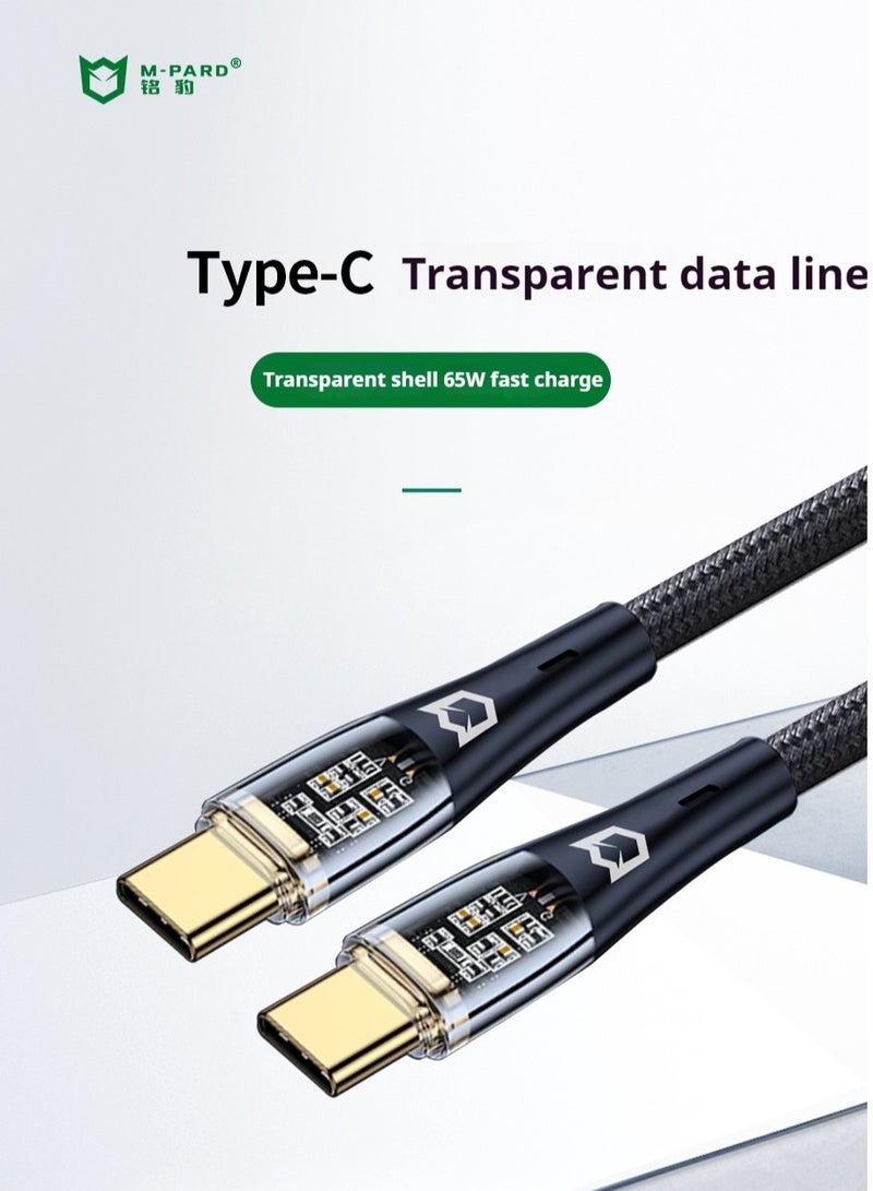 M-PARD Transparent weave Type-c to Type-c  Cable, 65W USB C Charger Cable for iPhone 16/16 Plus/16 Pro/16 Pro Max/15, MacBook Pro, iPad Pro, Dell XPS, Samsung Galaxy S24/S23/S22 Ultra, Switch,and more - Image 2