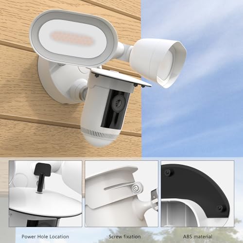 Koroao Sun Rain Shade Camera Cover Compatible with R-ing Floodlight Cam Wired Pro, for R-ing Floodlight Outdoor Weather-Resistant Rain Shield Accesorios (White) - Image 3