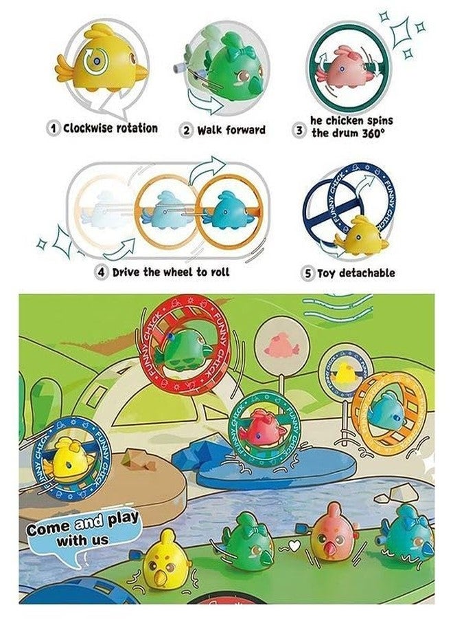 UTPATI Funny Chick Running Toy for Kids, Wind-Up Walking Chick with Wheel, Cute Cartoon Funny Toy, Windup Crawling & Rolling Fun Toy Gift for Boys Girls Toddlers (Multicolor) - Image 3
