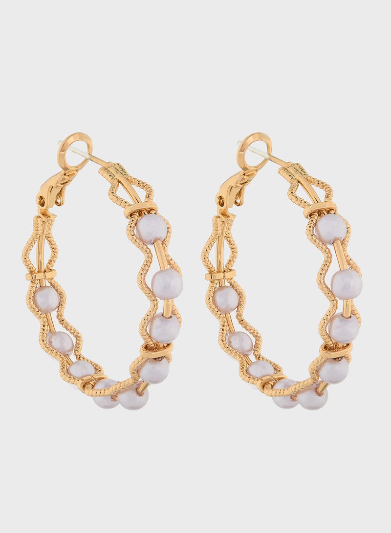 ELLA Pearl Diamante  Hoopearrings  - Image 1