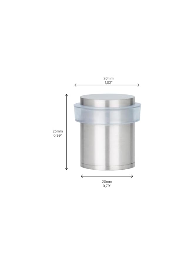 PROMASS promass | Pack 2 Doorstops | 20x25mm | Threaded Base | Transparent Rubber | Stainless Steel | Includes Screw + Fastening Plug | Mod. I-181-TCB  - Image 3