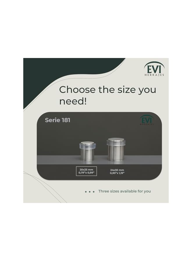 PROMASS promass | Pack 2 Doorstops | 20x25mm | Threaded Base | Transparent Rubber | Stainless Steel | Includes Screw + Fastening Plug | Mod. I-181-TCB  - Image 4