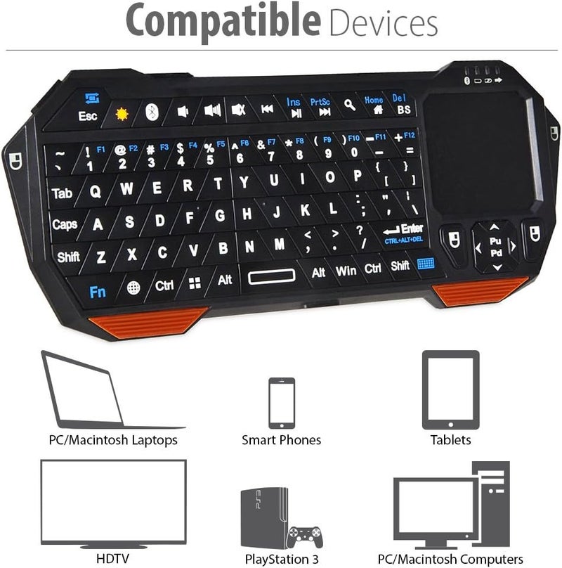 Fosmon Mini Bluetooth Keyboard (QWERTY Keypad), Wireless Portable with Touchpad, Compatible with Apple TV, Amazon Fire Stick, PS4, PS4 Pro, PS5, HTPC/IPTV, VR Glasses, Smartphones - Image 5