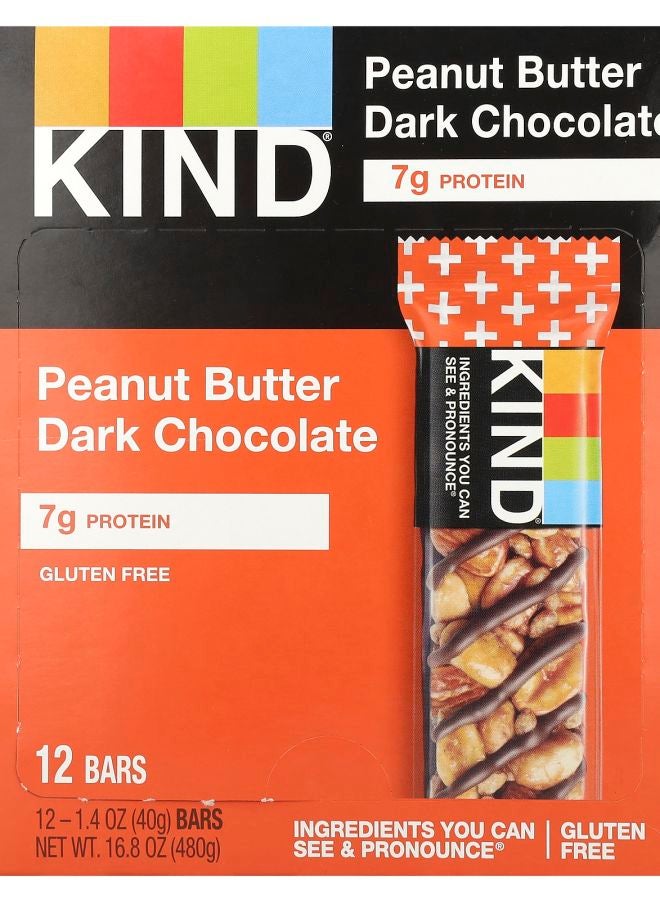 Protein Bars Peanut Butter Dark Chocolate 12 Bars 1.4 oz (40 g) Each