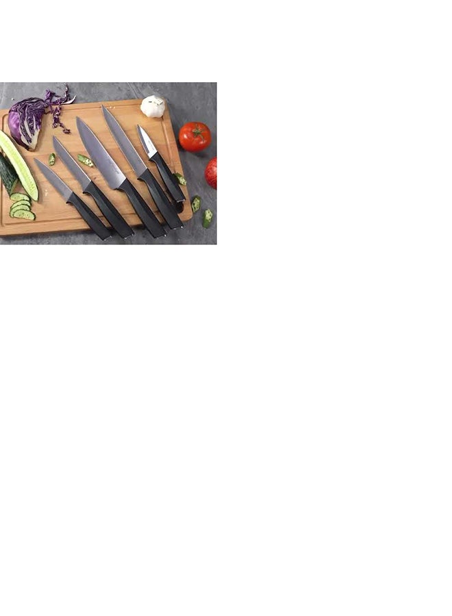 DANUBE HOME Chef’s Delight Essential 6-Piece Knife Set with Wooden Block – Premium Stainless Steel Kitchen Knives for Cutting, Slicing & Chopping | Ergonomic Handles | Home & Professional Use - Silver & Black - Image 4