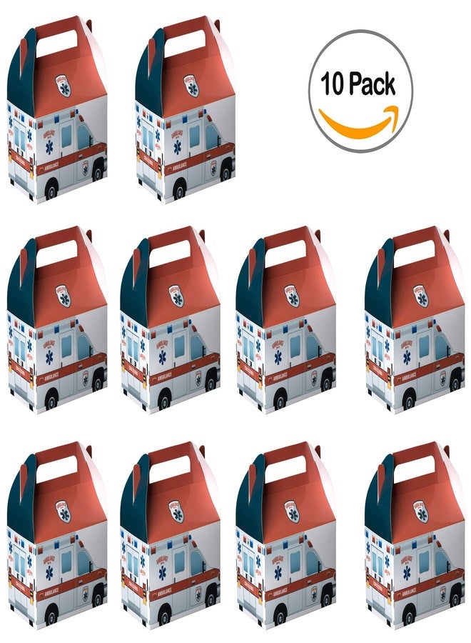 Hammont Paper Treat Boxes - (10 Pack - Party Favors Treat Container Cookie Boxes Cute Designs Perfect for Parties and Celebrations 6.25" x 3.75" x 3.5" (Ambulance - Image 2
