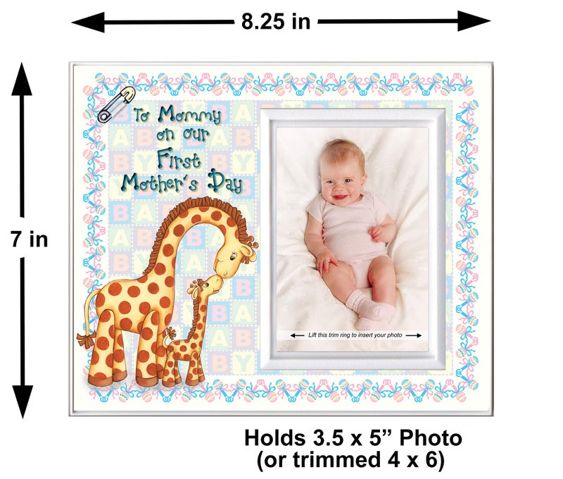 Expressly Yours! Photo Expressions "To Mommy on Our First Mothers Day", A Gift from Baby for the New Mom - Celebrate with this Picture Frame, Holds 3.5” x 5” Photo - Boy or Girl Nursery Decor | Baby Giraffe Theme - Image 4