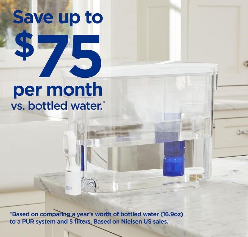 Pur PLUS 30-Cup Water Filter Dispenser with 1 Lead-Reducing PLUS Filter, Dishwasher Safe, Powerful Filtration, Large Capacity with Slim, Space-Saving Design, White (DS1811Z) - Image 4