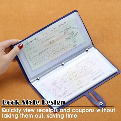 Romozi Daily Receipt Organizer,Coupon Organizer with 20 Pockets, Multi-Purpose Receipt Holder with Credit Card Holder, Wallet Style Coupon Holder Prevent Loss or Damage of Receipts and Coupons (Blue) - Image 5