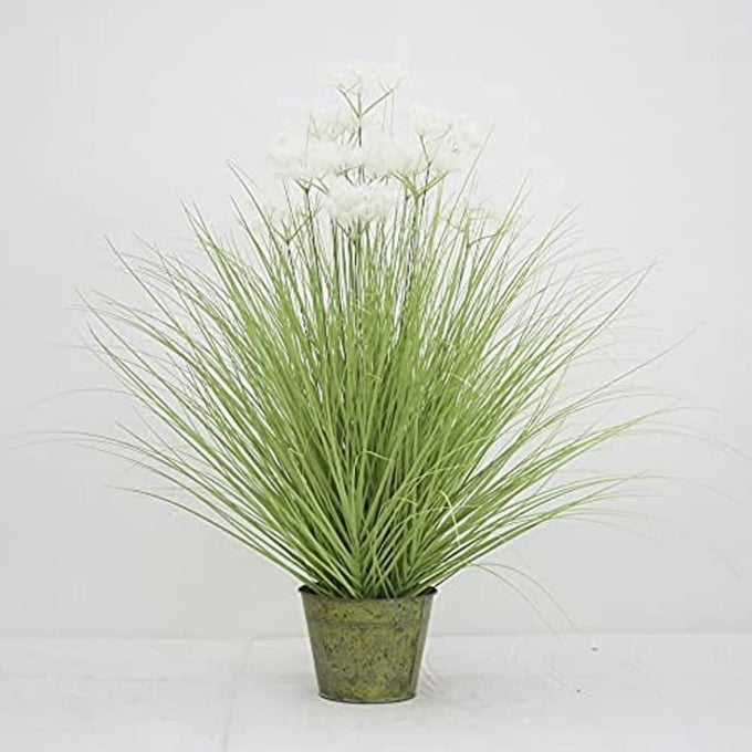 FOX FERN Artificial Grass Plant for HomeOffice Decor Faux Plant to Elevate Any IndoorOutdoor SpaceClouds Grass White30