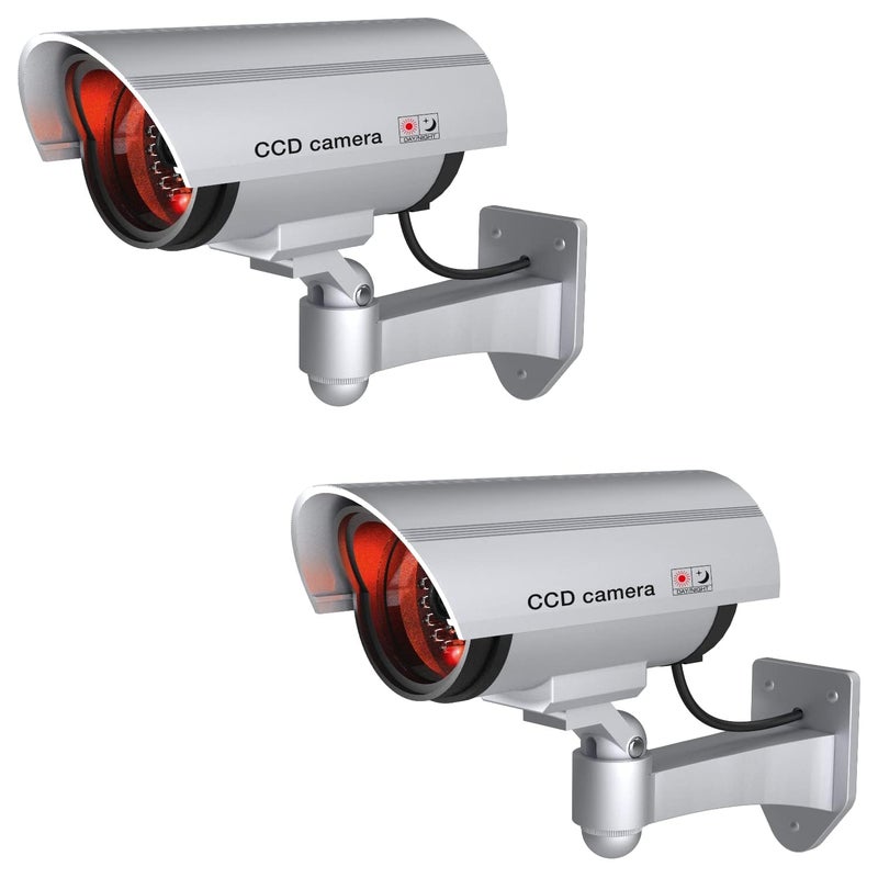 HETVIN Dummy Security Camera with Flashing LED Light – Realistic Fake CCTV Dome Surveillance Camera for Home or Business – Indoor Outdoor Waterproof Design (Pack of 2) - Image 1