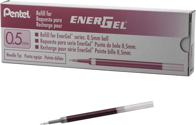 Refill Ink for EnerGel Pen Needle Tip, Fine, 12 Pack, 0.5mm, Pink (LRN5-P)