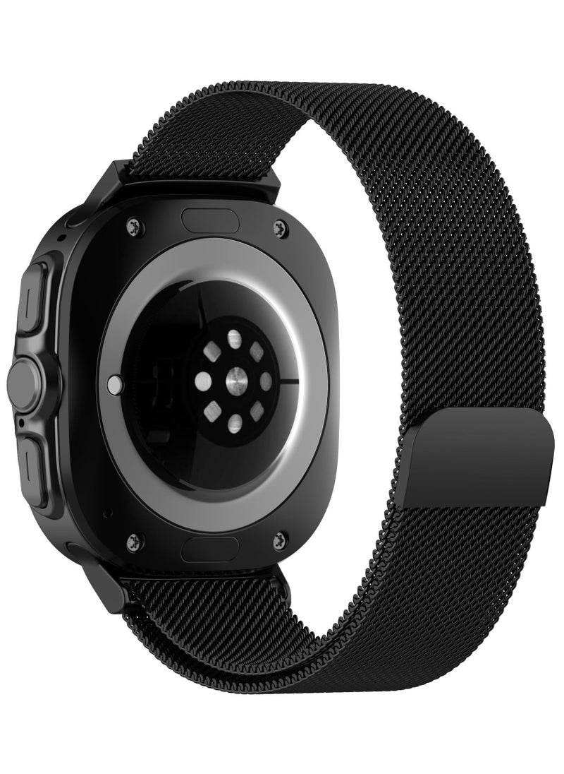 Generic - Replacement Band for Samsung Galaxy Watch Ultra 47mm 2024 Band Magnetic Stainless Steel Strap Loop Watch Band Sports Straps (Black) - Image 1