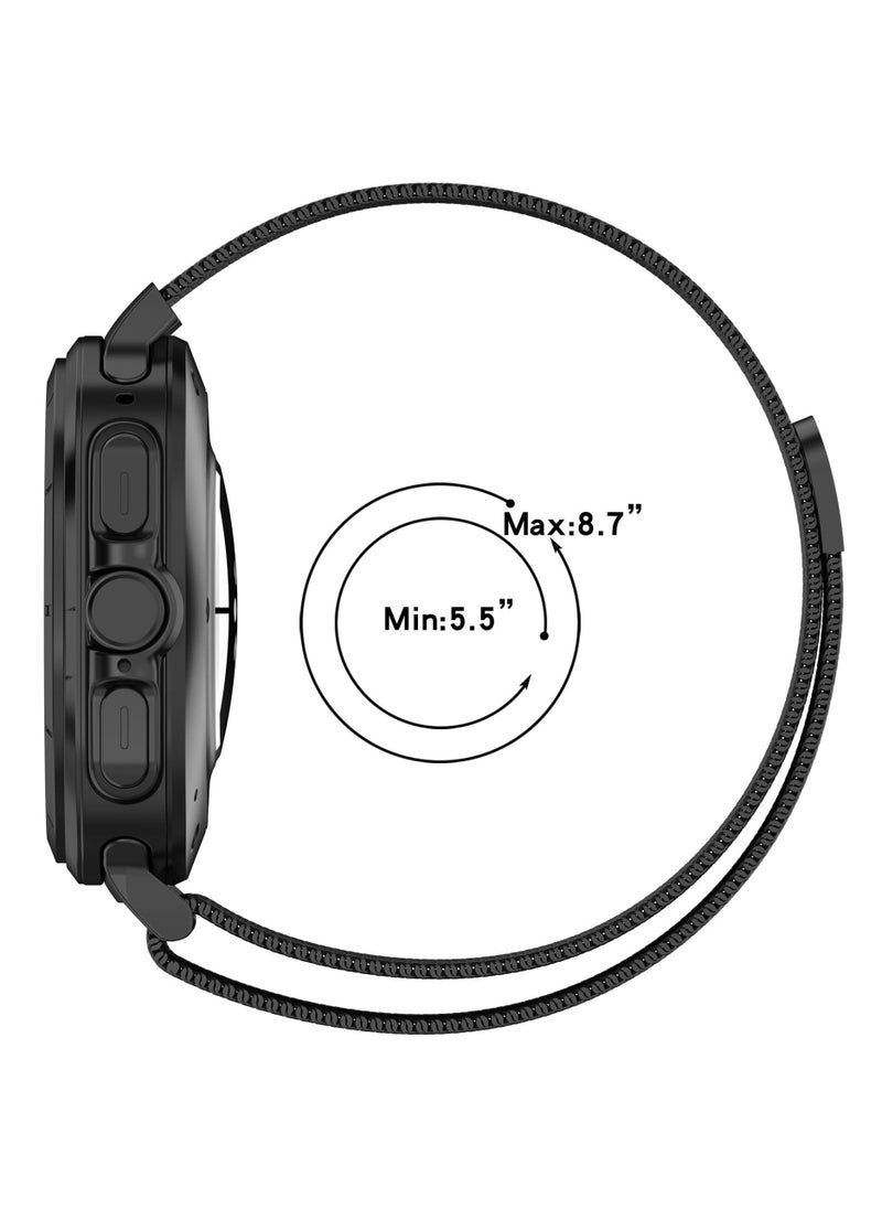 Generic - Replacement Band for Samsung Galaxy Watch Ultra 47mm 2024 Band Magnetic Stainless Steel Strap Loop Watch Band Sports Straps (Black) - Image 1