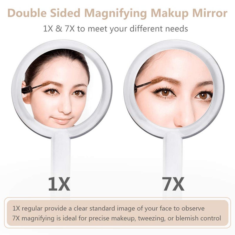 Gotofine Double Sided 1x - 7X Magnification Hand Held Makeup Mirror with Adjustable Stand,Clear (7X) - Image 3