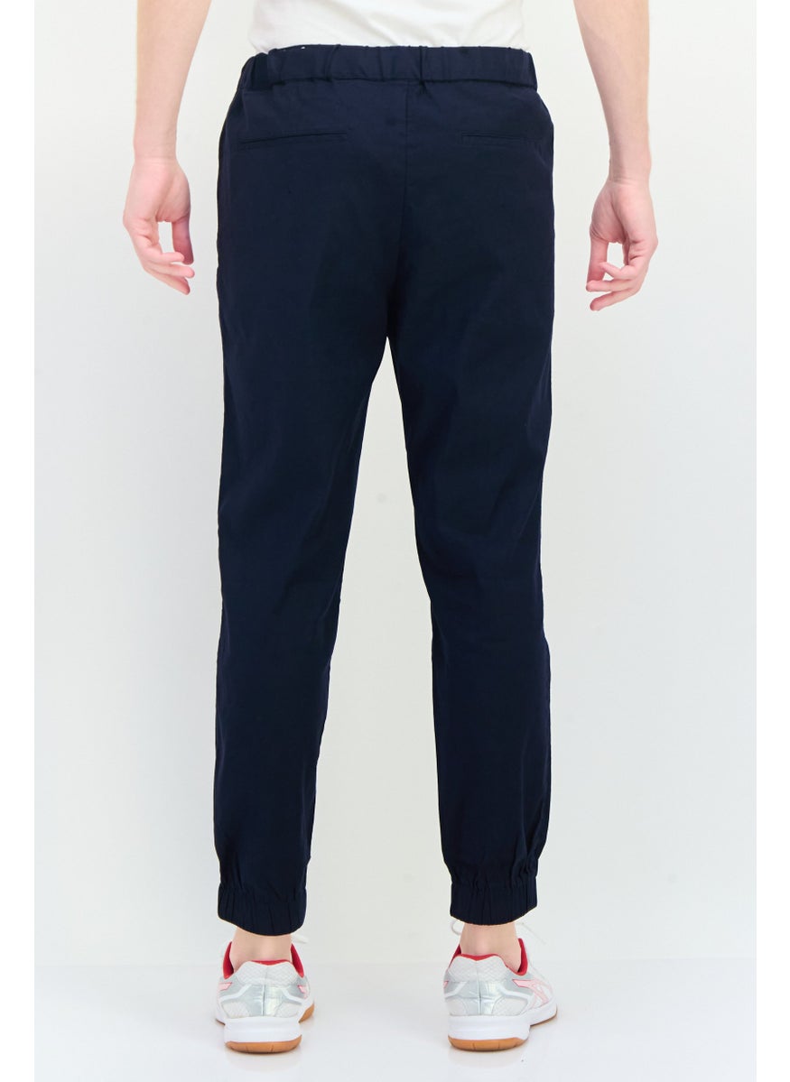 SELECTED Men Cuffed Fit Solid Jogger Pants, Navy Blue  - Image 4