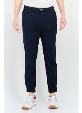 SELECTED Men Cuffed Fit Solid Jogger Pants, Navy Blue  - Image 1