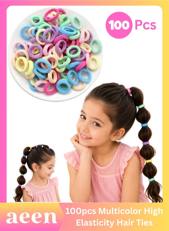 aeen 100PCS Multicolor Macaron Hair Ties for Women – High Elastic Seamless Hair Bands, Non-Damaging Ponytail Holders for Daily Wear & Fitness - Image 1
