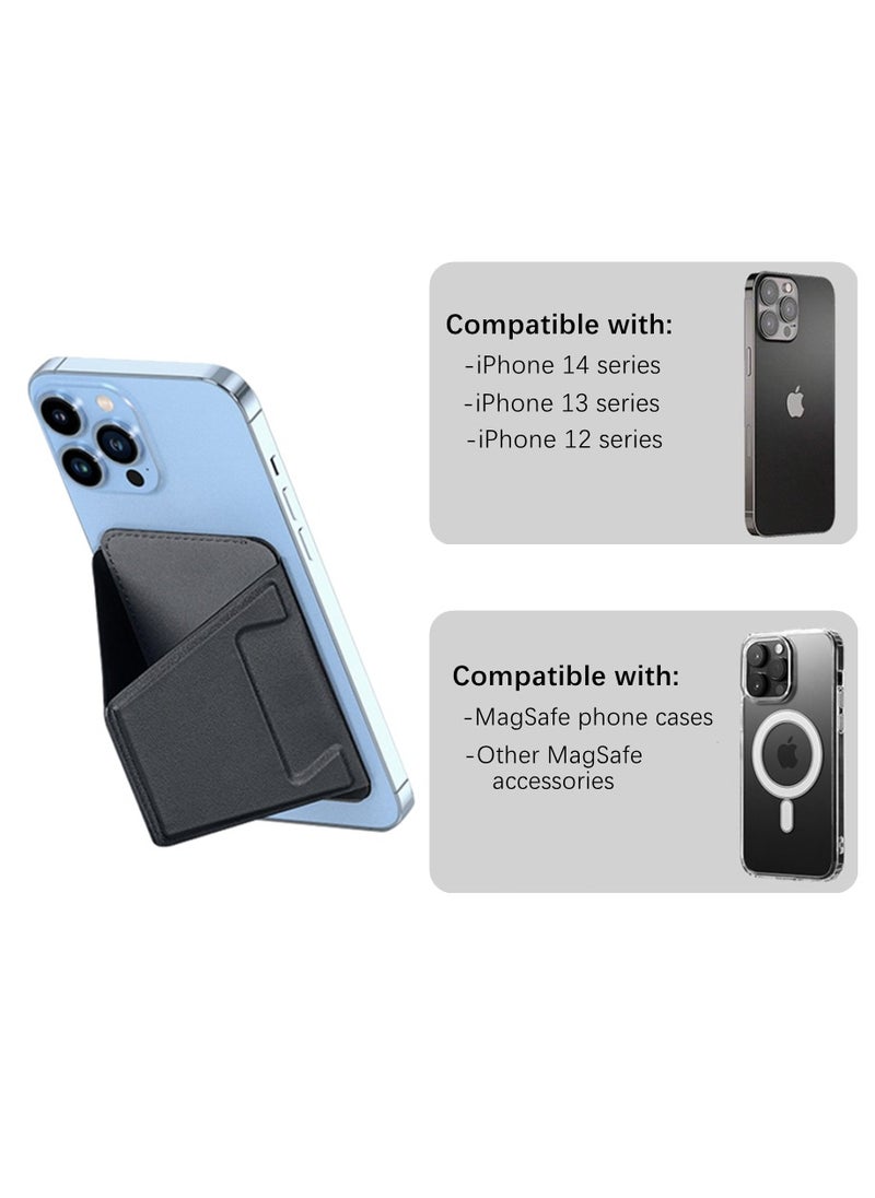 SYOSI - Magnetic Wallet Stand, Card Holder for iPhone Wallet Kickstand 3-Card Storage Wallet Vagen Leather Design iPhone Wallet for Apple iPhone 14/13/12 pro max, Compatible with Mag Safe Accessories(Black ) - Image 1