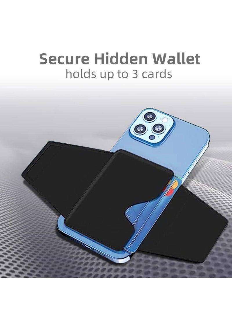 SYOSI - Magnetic Wallet Stand, Card Holder for iPhone Wallet Kickstand 3-Card Storage Wallet Vagen Leather Design iPhone Wallet for Apple iPhone 14/13/12 pro max, Compatible with Mag Safe Accessories(Black ) - Image 1