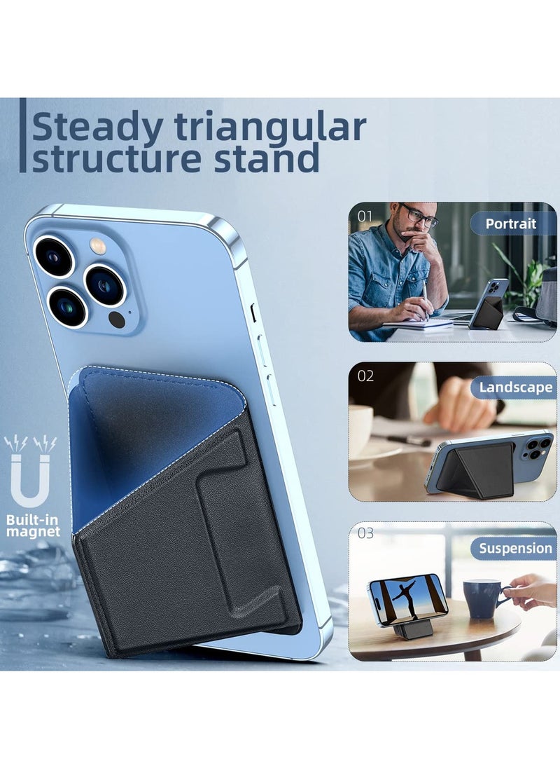 SYOSI - Magnetic Wallet Stand, Card Holder for iPhone Wallet Kickstand 3-Card Storage Wallet Vagen Leather Design iPhone Wallet for Apple iPhone 14/13/12 pro max, Compatible with Mag Safe Accessories(Black ) - Image 1