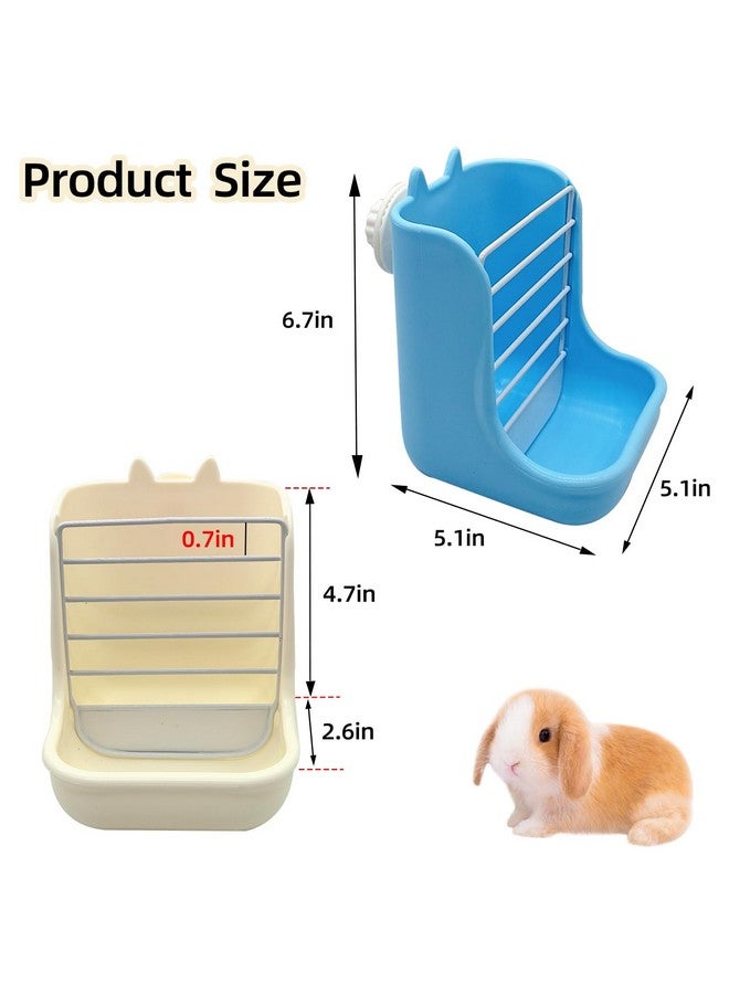 Hamiledyi 2PCS Rabbit Hay Feeders Rack 2 in 1 Guinea Pig Food Feeder Indoor Feeder for Rabbit Bunny Chinchilla Hamster (Blue+White) - Image 2