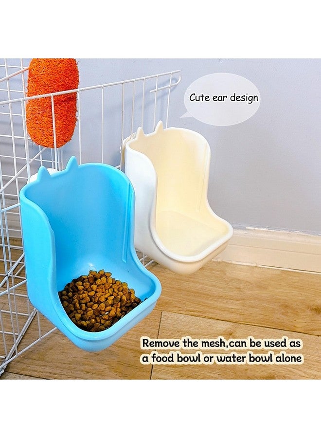 Hamiledyi 2PCS Rabbit Hay Feeders Rack 2 in 1 Guinea Pig Food Feeder Indoor Feeder for Rabbit Bunny Chinchilla Hamster (Blue+White) - Image 4