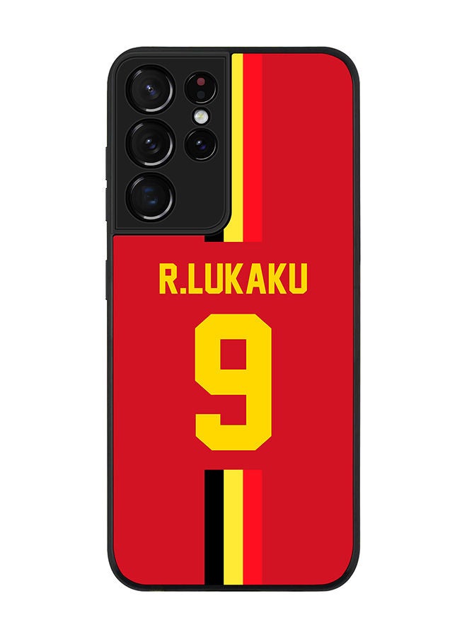 Stylizedd Rugged Black edge case for Samsung Galaxy S21 Ultra 5G Slim fit Soft Case Flexible Rubber Edges Anti Drop TPU Gel Thin Cover - Football Team - Belgium Player Name - R.Lukaku - Image 1