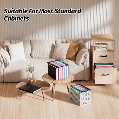 SHUTEX Extra Capacity Plastic Hanging File Folders,12 Pack Reinforced Hang Folder,Heavy Duty 1 Inch Expansion,Filing Cabinet Folders Letter Size for Bulk Files/Medical Charts (No Sealed, Assorted Colors) - Image 5