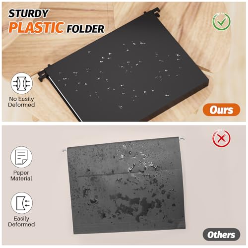 SHUTEX Extra Capacity Plastic Hanging File Folders,12 Pack Reinforced Hang Folder,Heavy Duty 1 Inch Expansion,Filing Cabinet Folders Letter Size for Bulk Files/Medical Charts (No Sealed, Assorted Colors) - Image 2