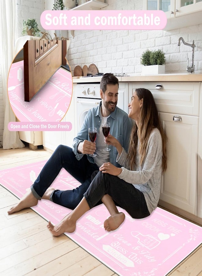 PCSWEET HOME Pink Funny Kitchen Rug Sets 3 Piece, Washable Kitchen Mats for Floor Non Slip Durable Kitchen Floor Mat Carpet Runner Rugs for Hallway Laundry Room, Girl Pink - Image 5