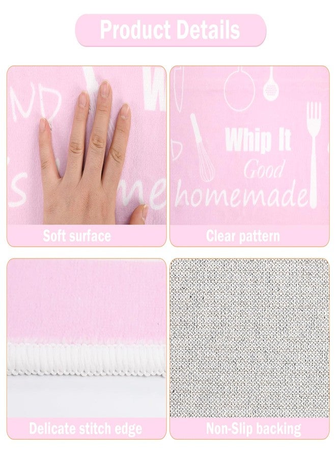 PCSWEET HOME Pink Funny Kitchen Rug Sets 3 Piece, Washable Kitchen Mats for Floor Non Slip Durable Kitchen Floor Mat Carpet Runner Rugs for Hallway Laundry Room, Girl Pink - Image 3