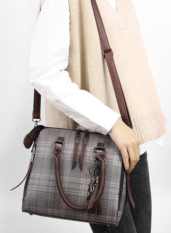 4 Piece Snake Pattern Composite Bag Set Grey/Brown - Image 3