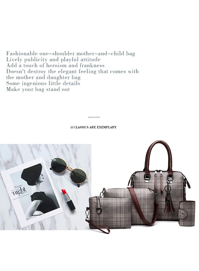 4 Piece Snake Pattern Composite Bag Set Grey/Brown - Image 4