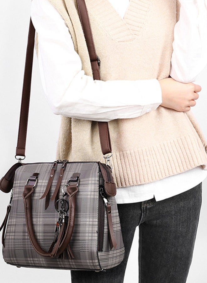 4 Piece Snake Pattern Composite Bag Set Grey/Brown - Image 2