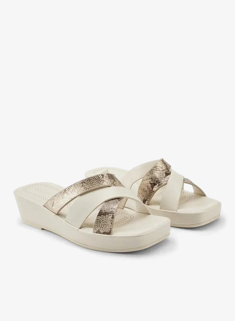 Textured Criss-Cross Wedge Sandals
