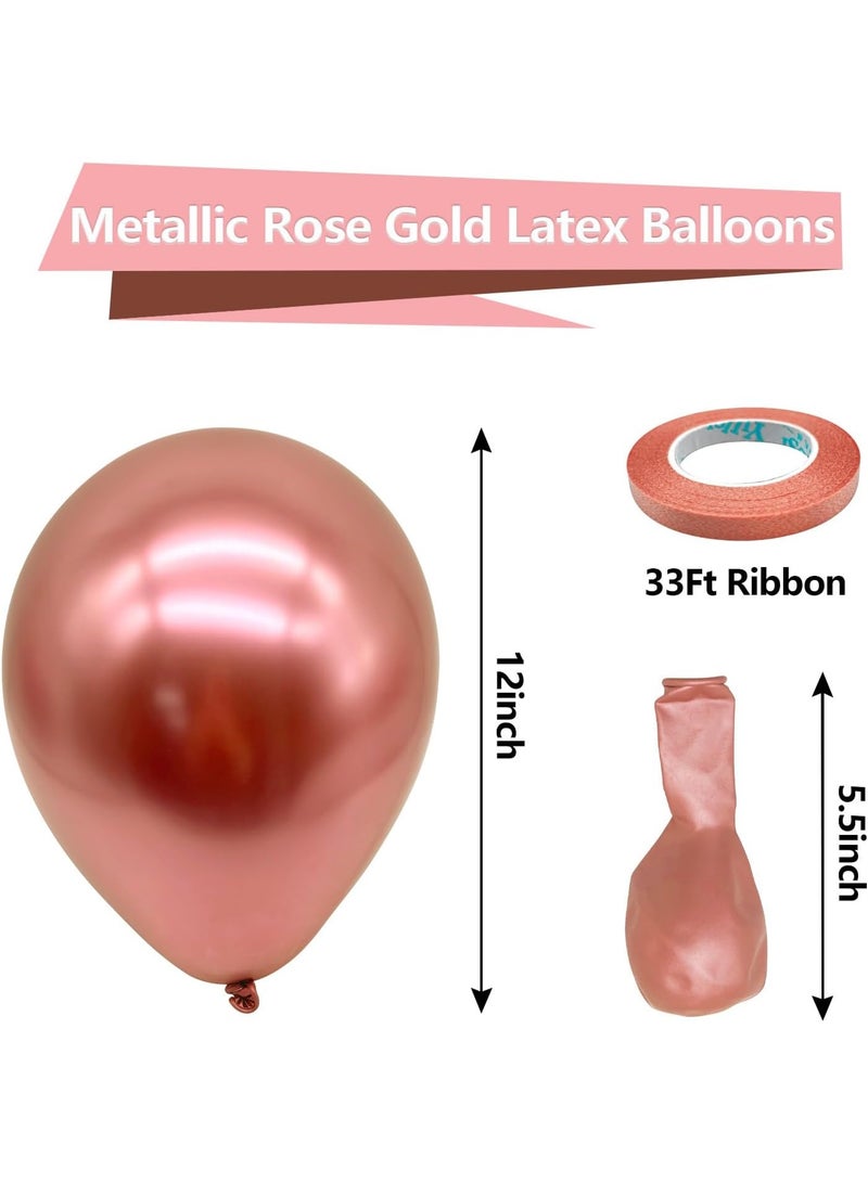 Rose Gold Metallic Chrome Balloons, 100 Pack – 12 inch Rose Gold Latex Round Helium Balloons for Wedding, Anniversary, Baby Shower, Birthday Party Decorations - Image 2