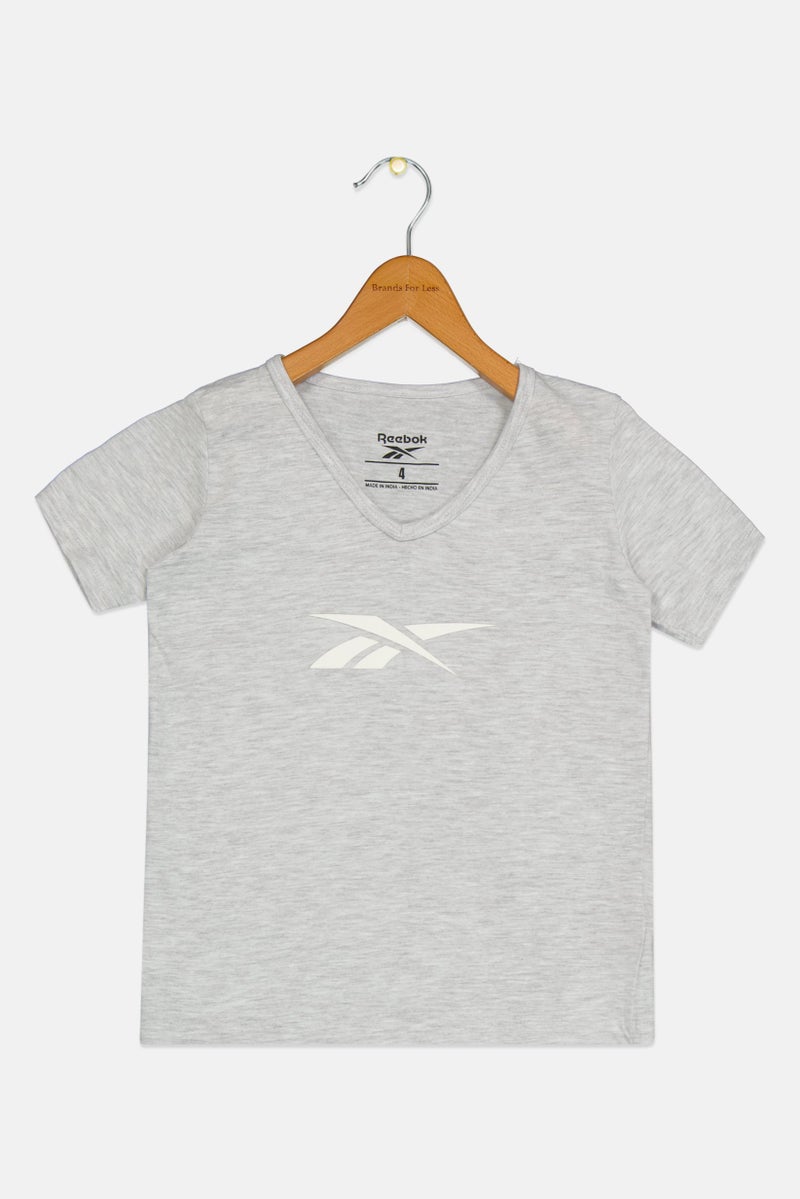 Reebok Toddlers Girl Brand Logo T-Shirt, Light Grey - Image 1