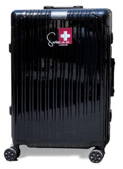 SWISSCASE E016 Hardshell Suitcase, 24-Inch, Aluminium Frame, Double Spinner Wheels, Black  - Image 1