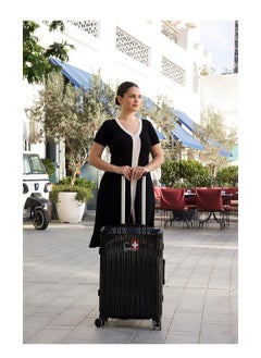 SWISSCASE E016 Hardshell Suitcase, 24-Inch, Aluminium Frame, Double Spinner Wheels, Black  - Image 5