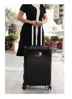 SWISSCASE E016 Hardshell Suitcase, 24-Inch, Aluminium Frame, Double Spinner Wheels, Black  - Image 2
