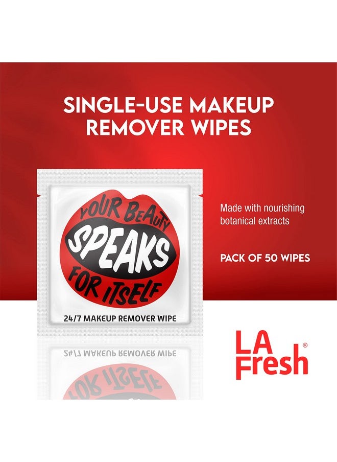 LA FRESH 24/7 Makeup Remover Wipes Easily Remove Waterproof Makeup And Moisturizing Pack Of 50 Individually Wrapped Wet Wipes Skincare Travel Essentials  - Image 2