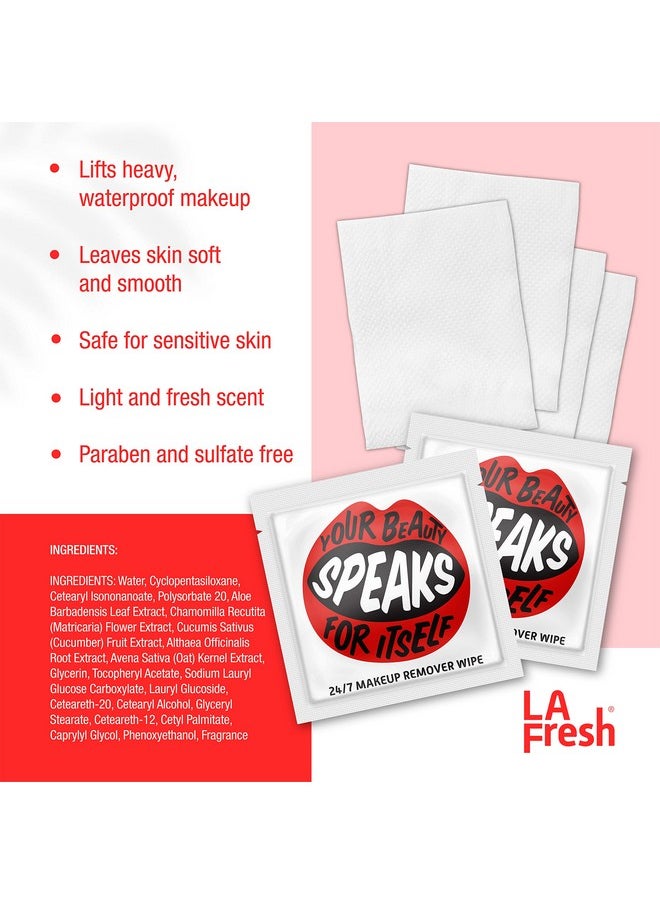 LA FRESH 24/7 Makeup Remover Wipes Easily Remove Waterproof Makeup And Moisturizing Pack Of 50 Individually Wrapped Wet Wipes Skincare Travel Essentials  - Image 3