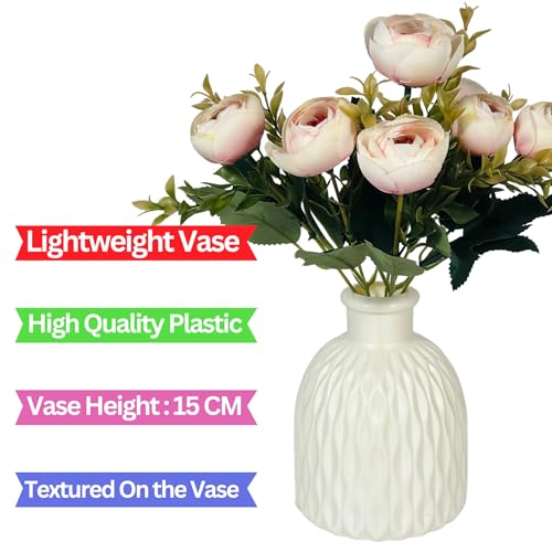 Dekorly Artificial Peonies Silk Flowers, Faux Peony Bouquet Florals Arrangements for Farmhouse Home Boho Wedding Table Centerpiece Bulk Flower | Height : 33CM | Vase Included | Color : Pink - Image 3