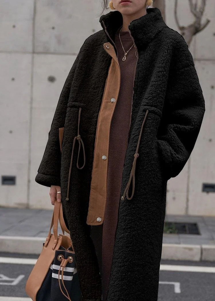 باربورا Plush Waist Tied Winter Zippered Furry Women's Jacket