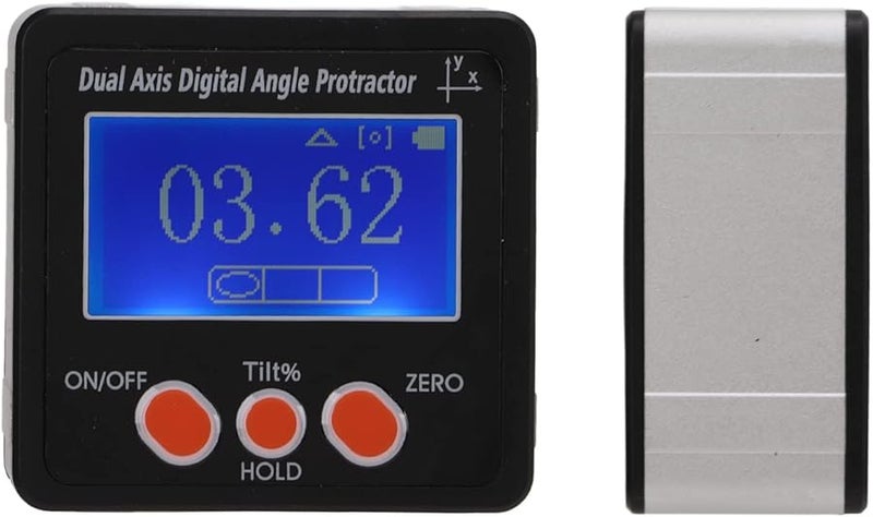 منقلة الزوايا الرقمية ثنائية المحاور مع قاعدة مغناطيسية وإضاءة خلفية، مصنوعة من سبائك الألومنيوم المتينة - Image 4